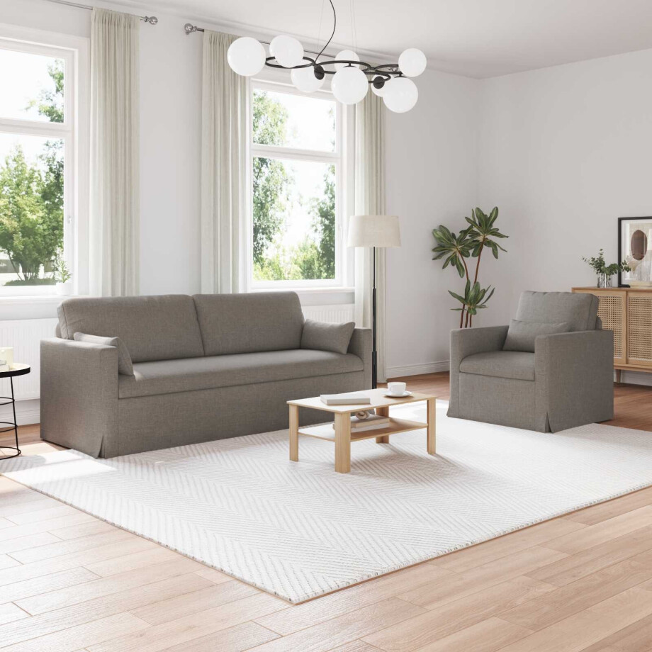 vidaXL Bankstel 2 pcs Taupe 198 x 78 x 80 cm Stof afbeelding 1