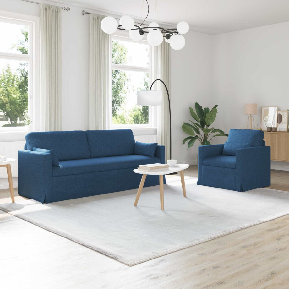 vidaXL Bankstel 2 pcs Blauw 198 x 78 x 80 cm Stof vidaXL Bankstel 2 pcs Blauw 198 x 78 x 80 cm Stof afbeelding 1