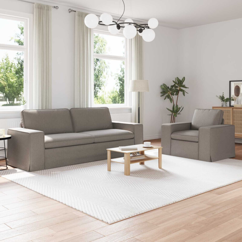 vidaXL Bankstel 2 pcs Taupe 222 x 80 x 82 cm Stof afbeelding 1
