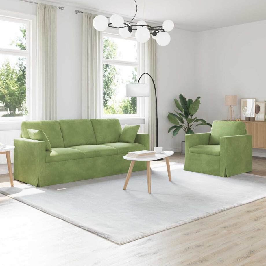 vidaXL Bankstel 2 pcs Lichtgroen 198 x 78 x 80 cm Fluweel vidaXL Bankstel 2 pcs Lichtgroen 198 x 78 x 80 cm Fluweel afbeelding 1