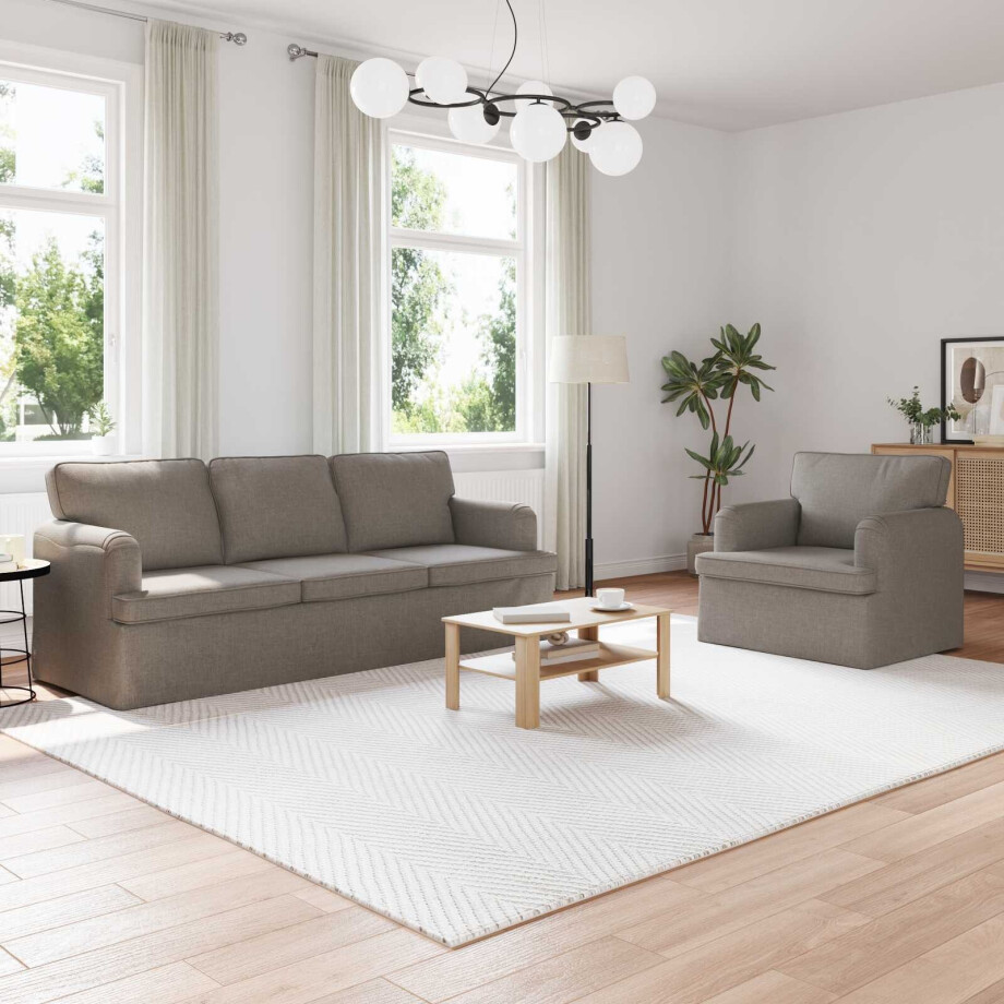 vidaXL Bankstel 2 pcs Taupe 201 x 80 x 85 cm Stof vidaXL Bankstel 2 pcs Taupe 201 x 80 x 85 cm Stof afbeelding 1