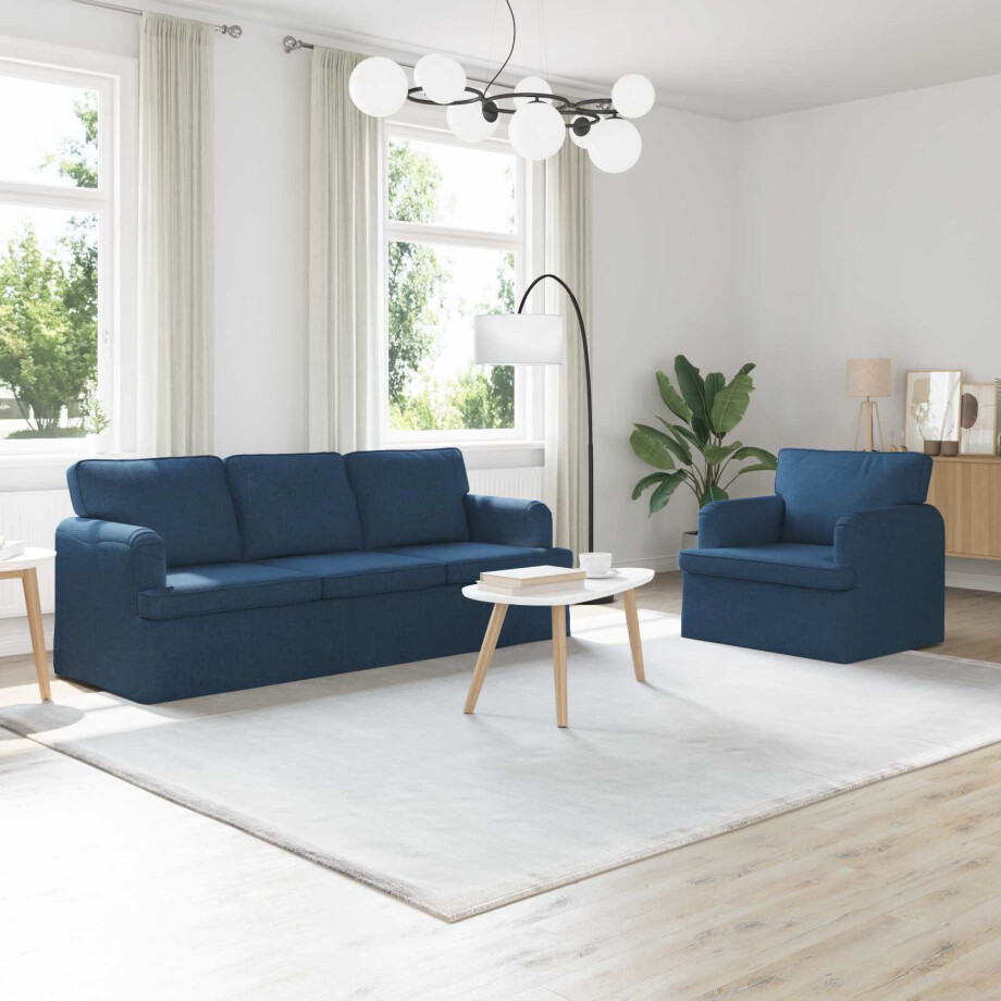 vidaXL Bankstel 2 pcs Blauw 201 x 80 x 85 cm Stof afbeelding 1