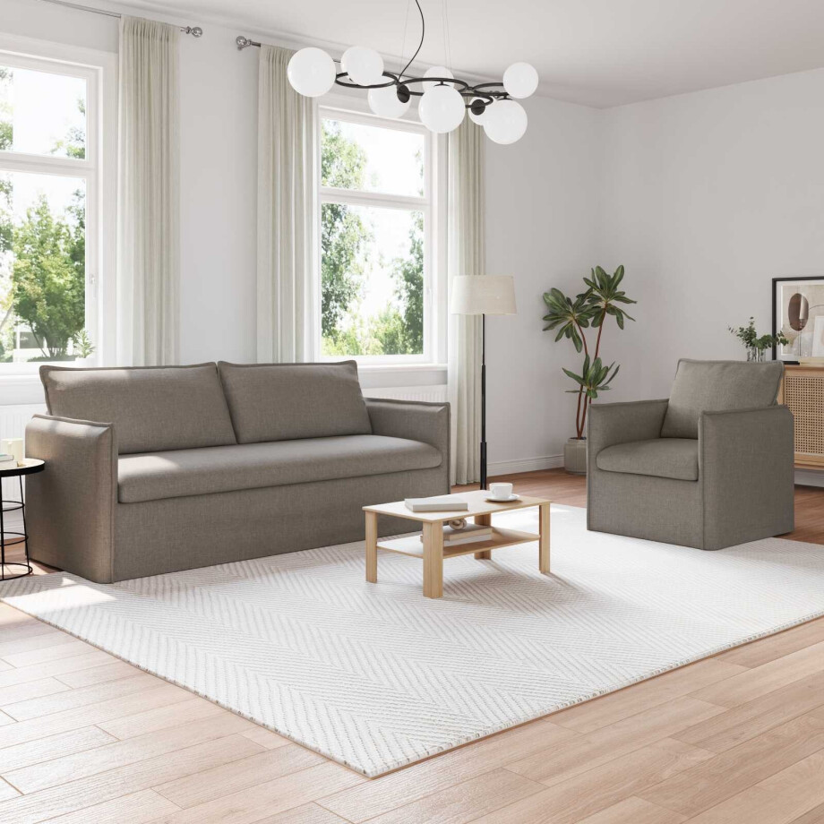 vidaXL Bankstel 2 pcs Taupe 196 x 82 x 85 cm Stof afbeelding 1