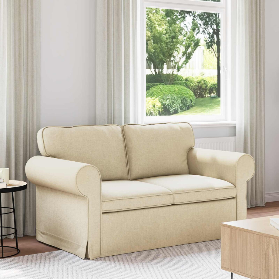 vidaXL Bank Crème 155 x 82 x 80 cm Stof afbeelding 1
