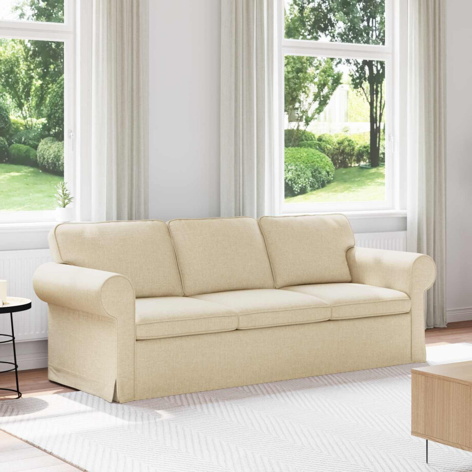 vidaXL Bank Crème 215 x 82 x 80 cm Stof afbeelding 1