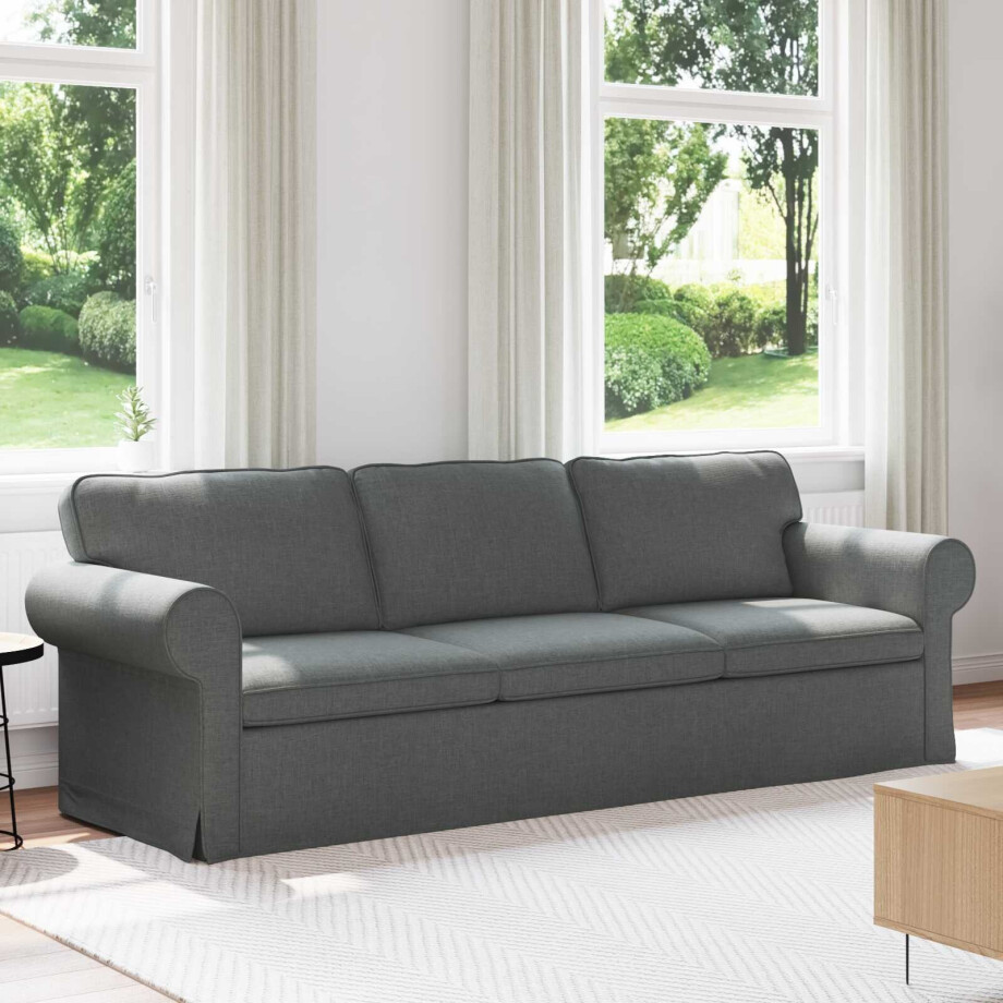 vidaXL Bank Donkergrijs 245 x 82 x 80 cm Stof afbeelding 1