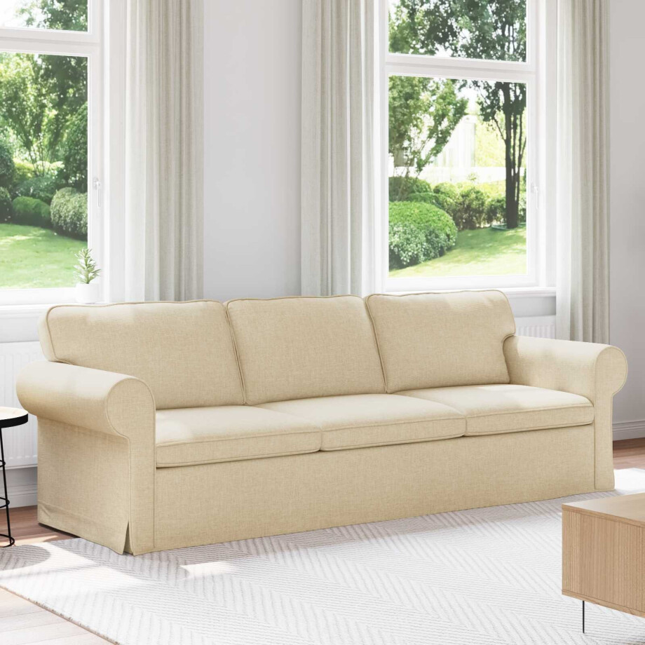 vidaXL Bank Crème 245 x 82 x 80 cm Stof afbeelding 1