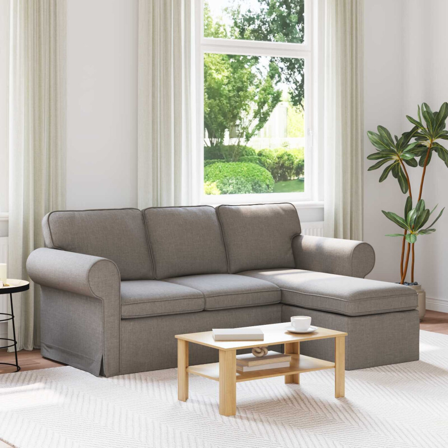 vidaXL Bank Taupe 195 x 138 x 80 cm Stof afbeelding 1