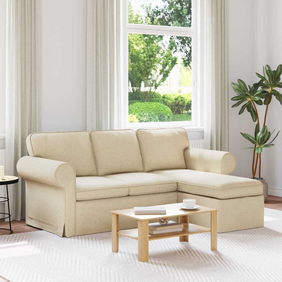 vidaXL Bank Crème 195 x 138 x 80 cm Stof afbeelding 1