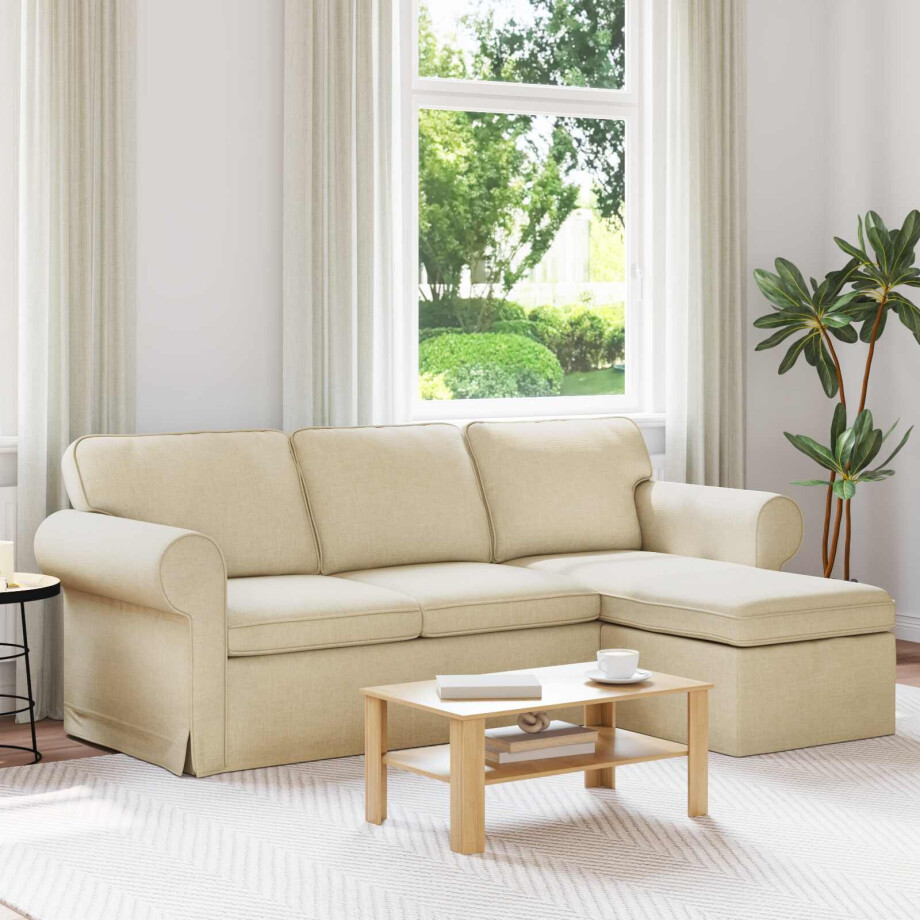 vidaXL Bank Crème 215 x 138 x 80 cm Stof afbeelding 1