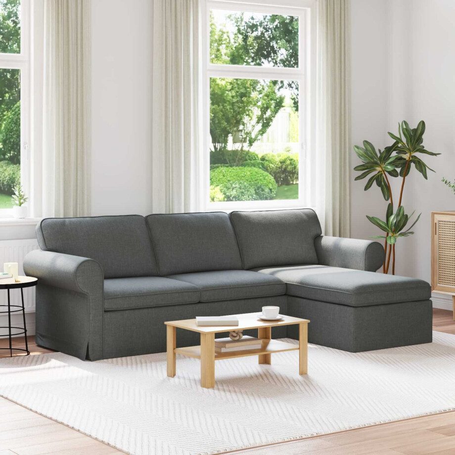 vidaXL Bank Donkergrijs 215 x 138 x 80 cm Stof vidaXL Bank Donkergrijs 215 x 138 x 80 cm Stof afbeelding 1