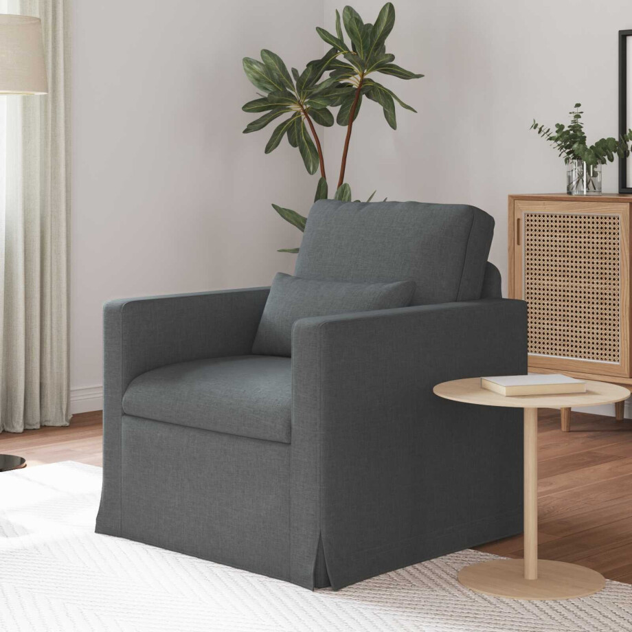 vidaXL Bank Donkergrijs 78 x 78 x 80 cm Stof afbeelding 1