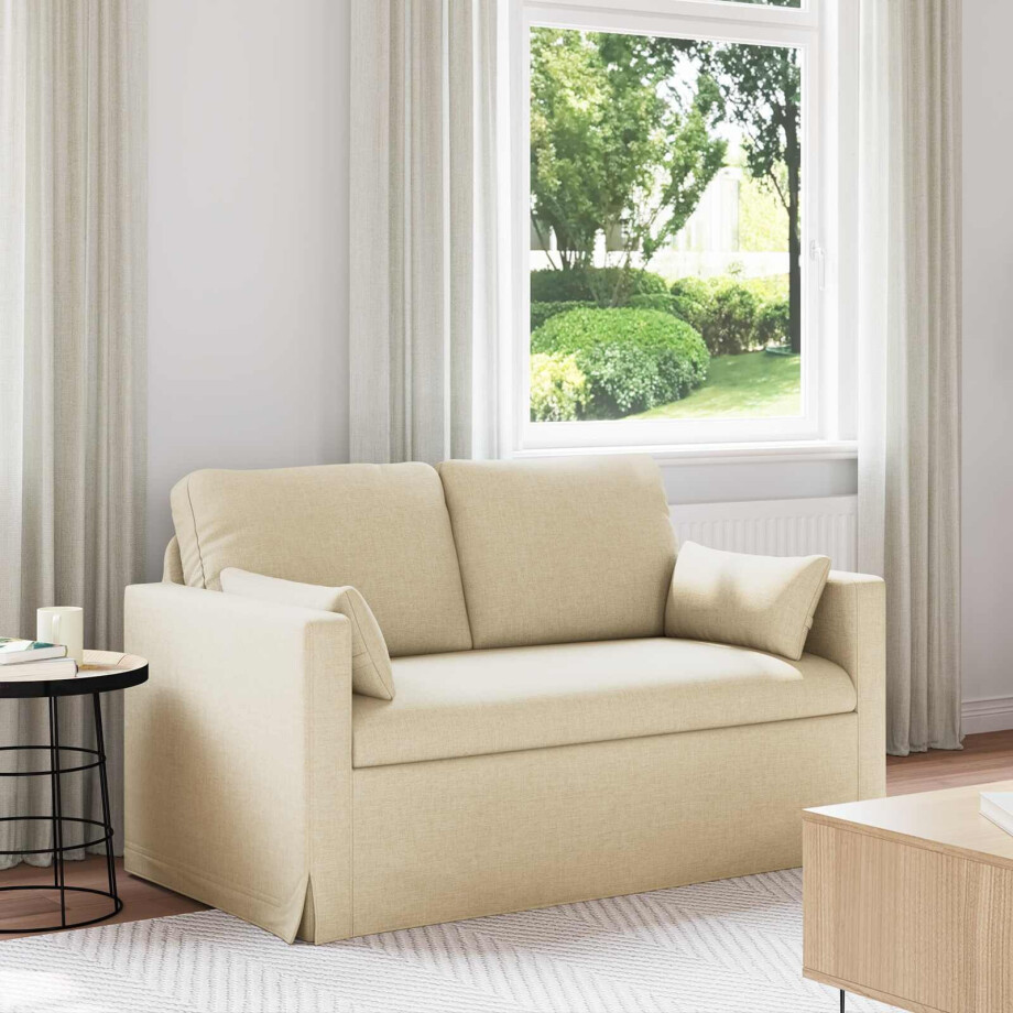 vidaXL Bank Crème 139 x 78 x 80 cm Stof afbeelding 1