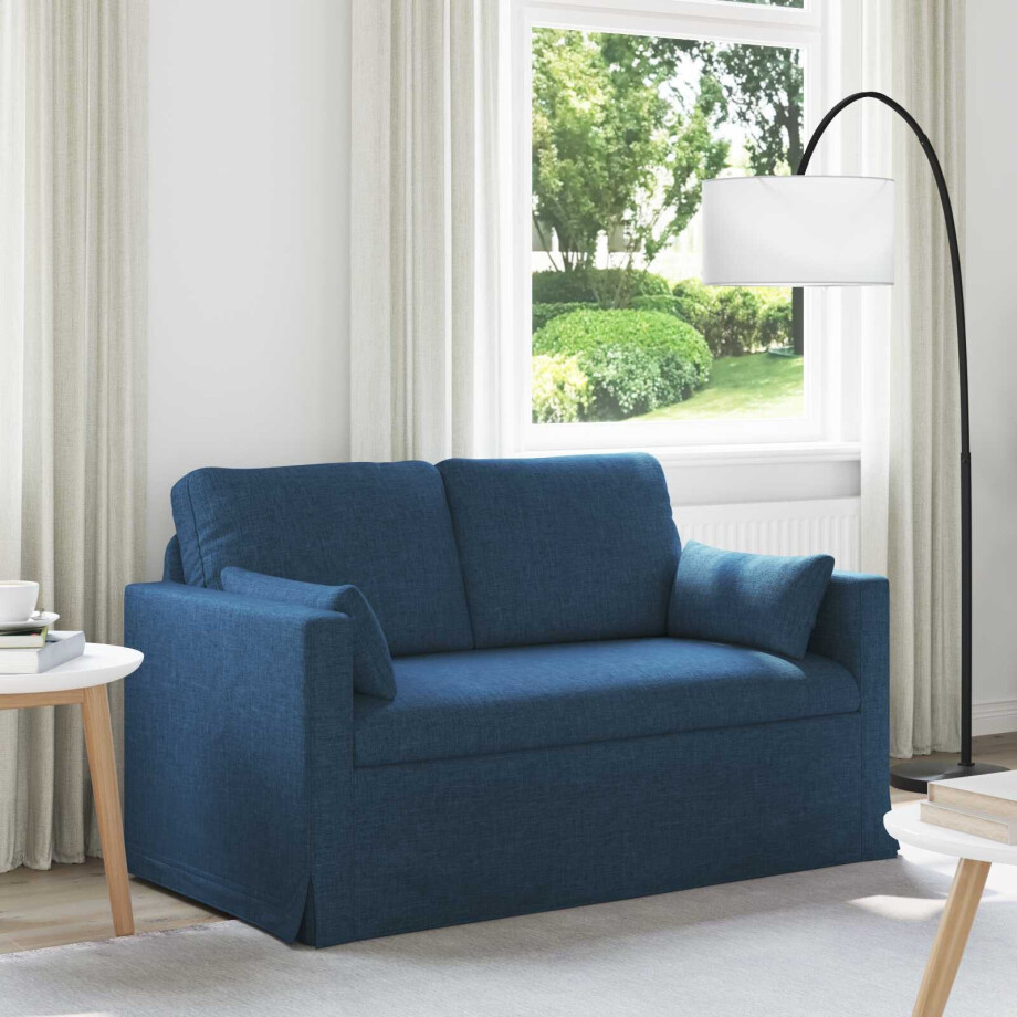 vidaXL Bank Blauw 139 x 78 x 80 cm Stof afbeelding 1