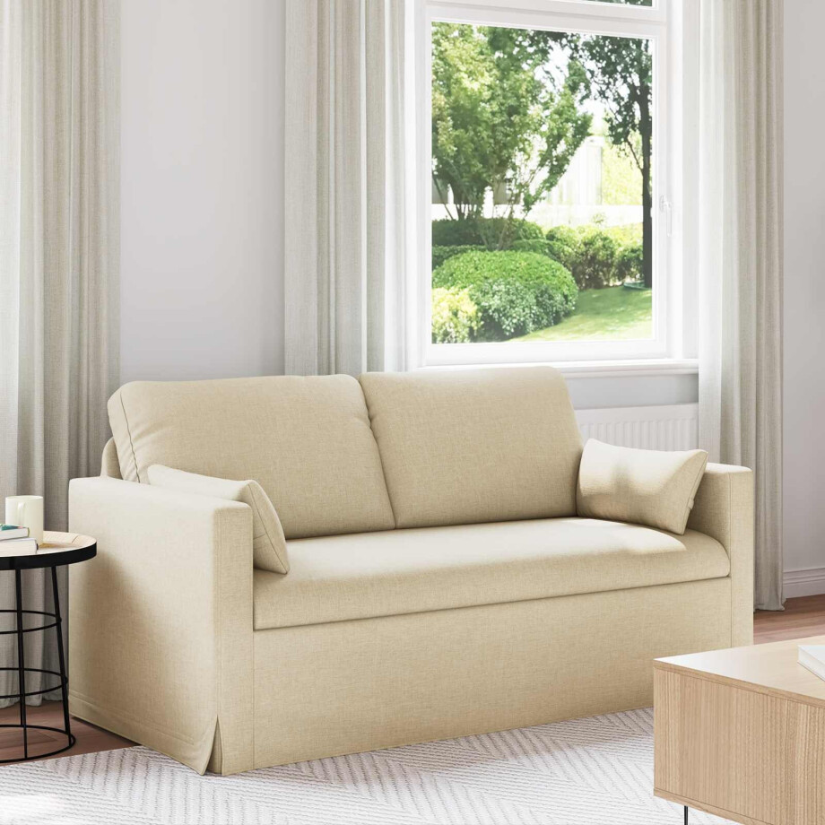 vidaXL Bank Crème 158 x 78 x 80 cm Stof afbeelding 1