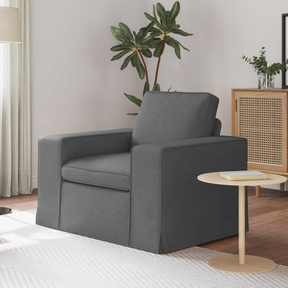 vidaXL Bank Donkergrijs 103 x 80 x 82 cm Stof afbeelding 1
