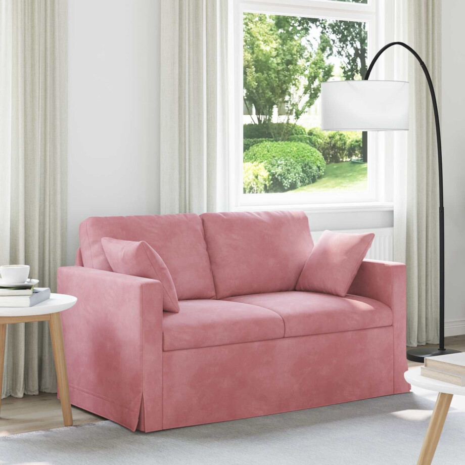 vidaXL Bank Roze 138 x 78 x 80 cm Fluweel afbeelding 1
