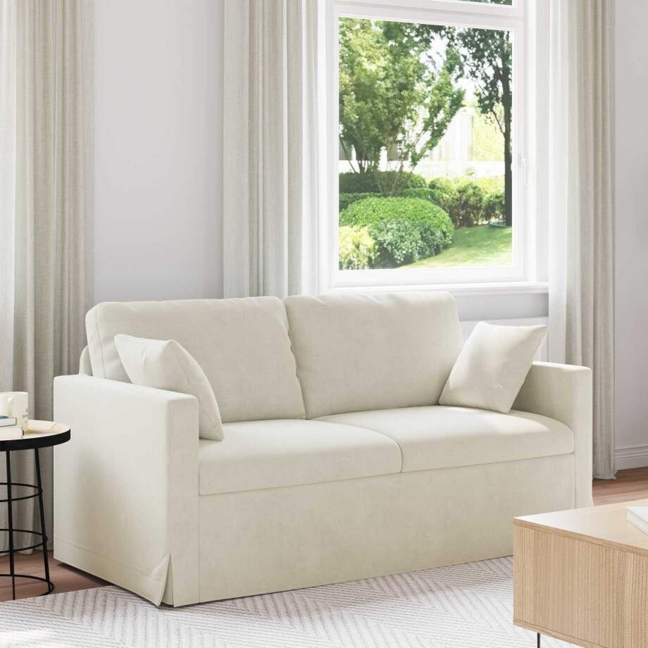 vidaXL Bank Crème 158 x 78 x 80 cm Fluweel afbeelding 1