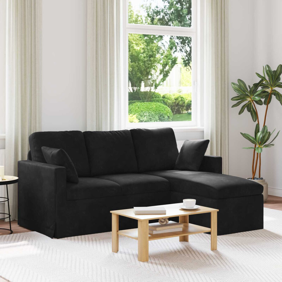 vidaXL Bank Zwart 198 x 134 x 80 cm Fluweel vidaXL Bank Zwart 198 x 134 x 80 cm Fluweel afbeelding 1
