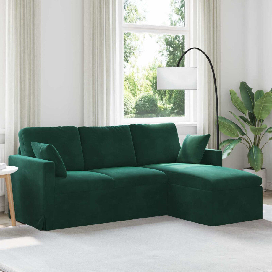 vidaXL Bank Donkergroen 198 x 134 x 80 cm Fluweel afbeelding 1