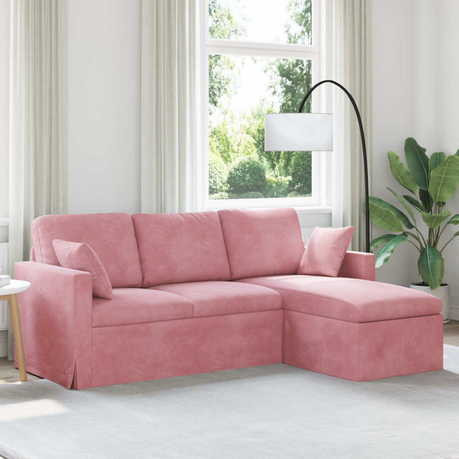 vidaXL Bank Roze 198 x 134 x 80 cm Fluweel afbeelding 1
