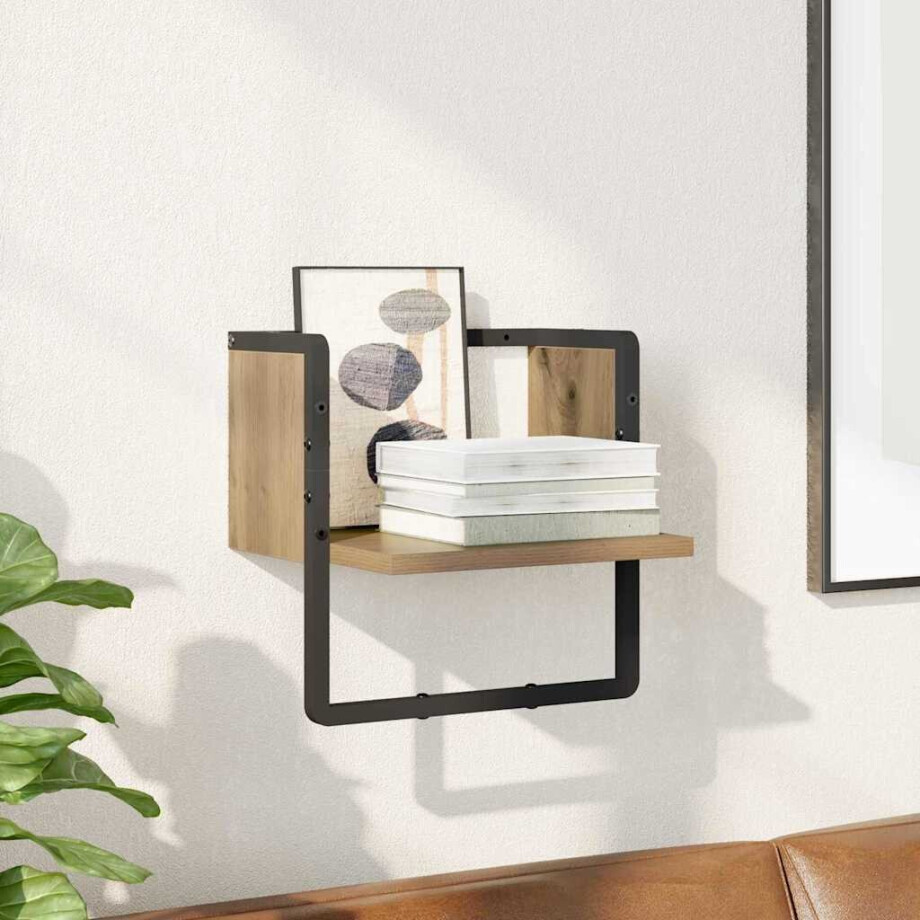 vidaXL Wandplank Ambachtelijk eiken 30 x 25 x 30 cm Bewerkt hout afbeelding 1