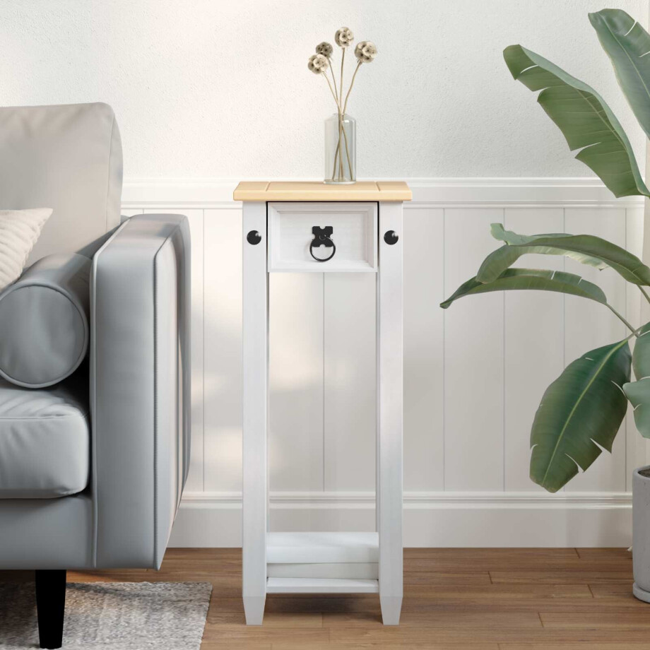 vidaXL Plantenstandaard Wit 30 x 30 x 73 cm Massief grenenhout afbeelding 1