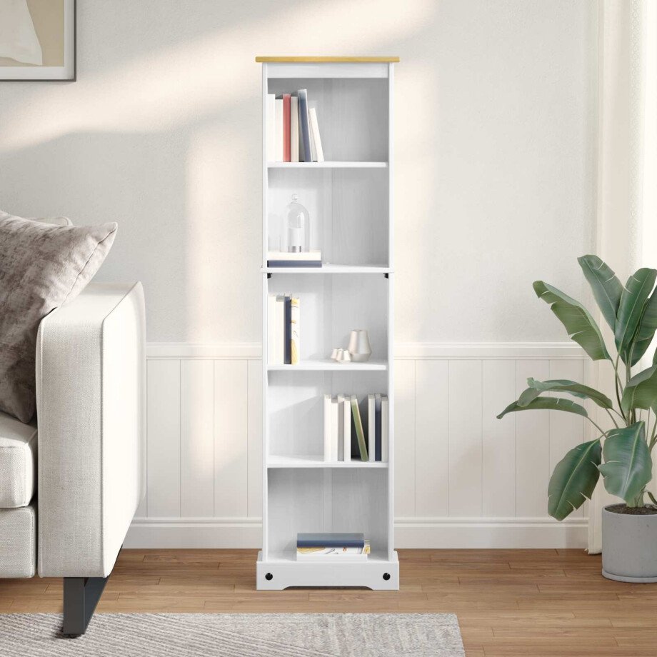vidaXL Boekenkast Wit 46 x 20 x 170 cm Massief grenenhout afbeelding 1