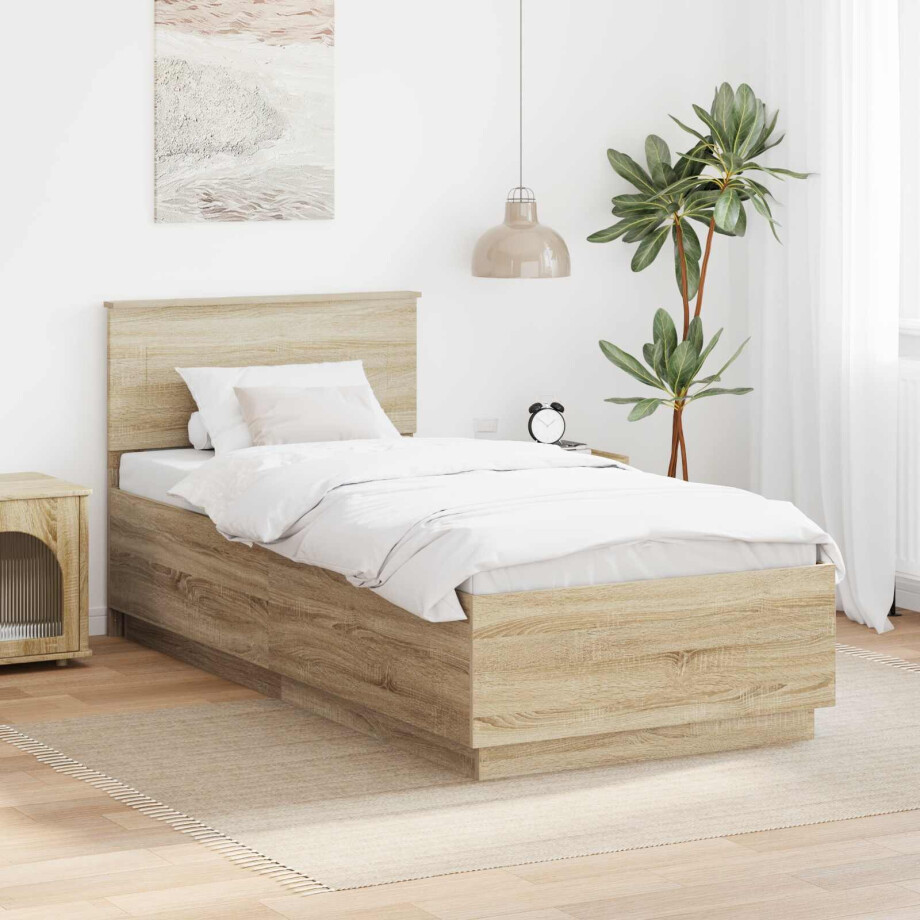vidaXL Bedframe met hoofdeinde Sonoma Eiken 70 x 190 cm Bewerkt hout vidaXL Bedframe met hoofdeinde Sonoma Eiken 70 x 190 cm Bewerkt hout afbeelding 1