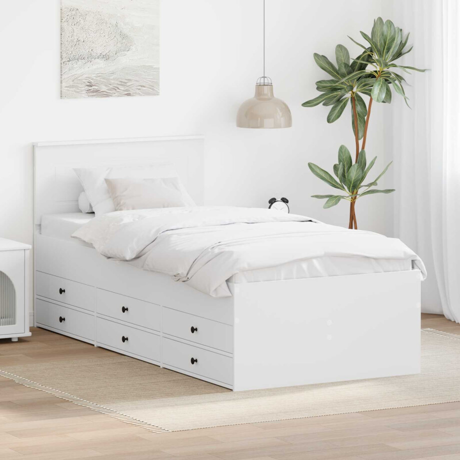 vidaXL Slaapbank met lade Wit en zwart 75 x 190 cm Bewerkt hout afbeelding 1
