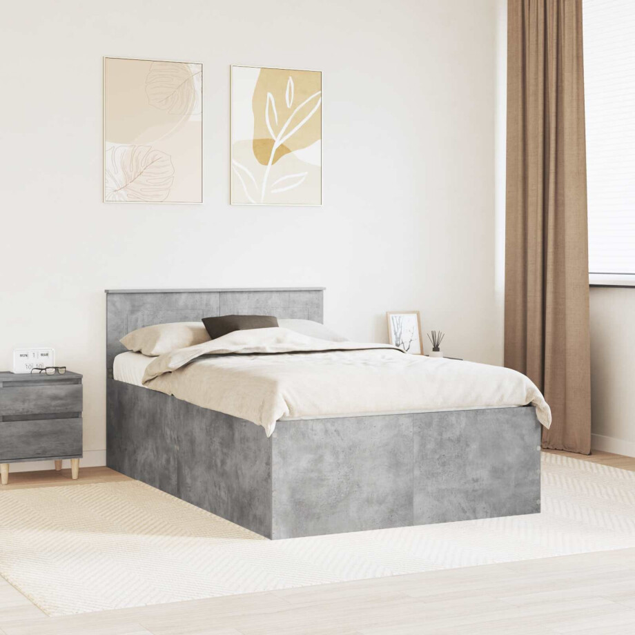vidaXL Bedframe met hoofdeinde Beton Grijs 120 x 190 cm Bewerkt hout vidaXL Bedframe met hoofdeinde Beton Grijs 120 x 190 cm Bewerkt hout afbeelding 1