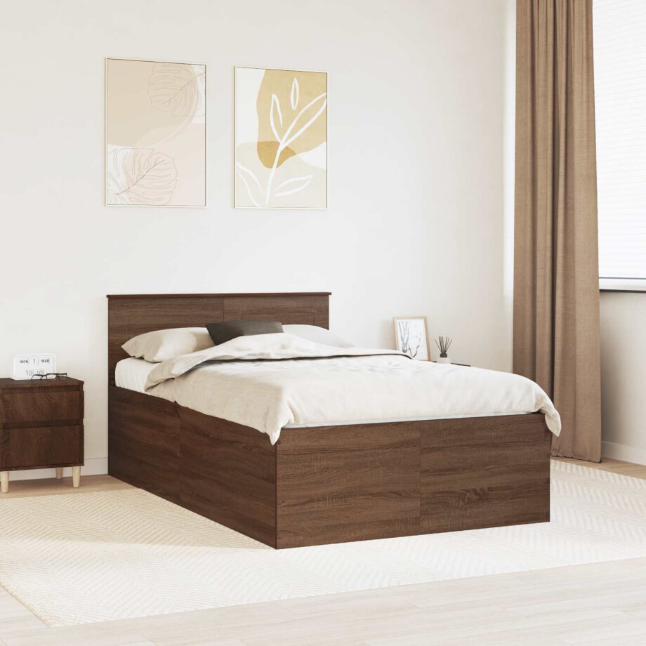 vidaXL Bedframe met hoofdeinde Bruin Eiken 120 x 190 cm Bewerkt hout vidaXL Bedframe met hoofdeinde Bruin Eiken 120 x 190 cm Bewerkt hout afbeelding 1