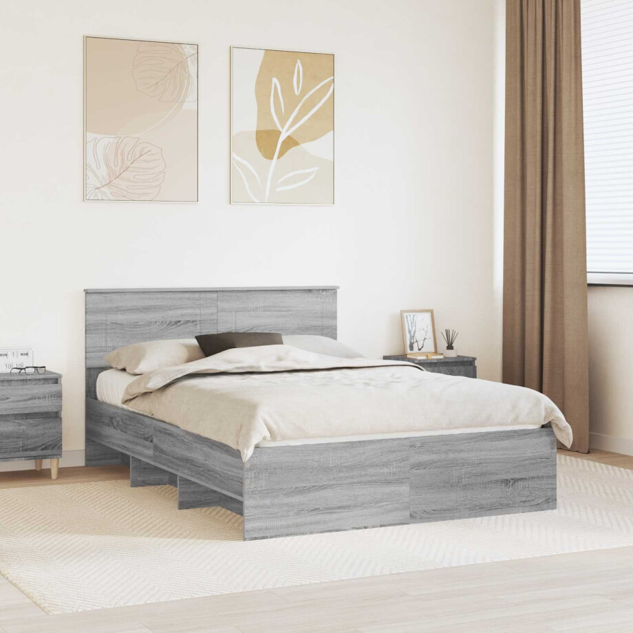 vidaXL Bedframe met hoofdeinde Grijs Sonoma 160 x 200 cm Bewerkt hout vidaXL Bedframe met hoofdeinde Grijs Sonoma 160 x 200 cm Bewerkt hout afbeelding 1