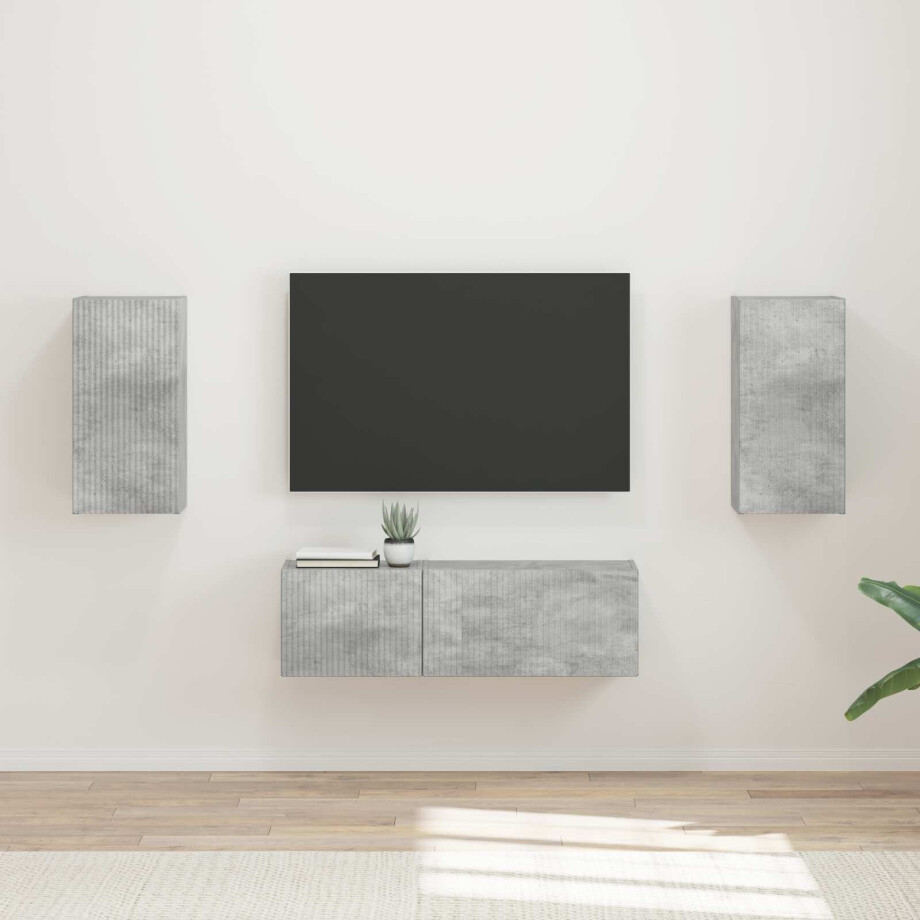 vidaXL TV Wandkast Set Wandgemonteerd 4 pcs Beton Grijs Bewerkt hout vidaXL TV Wandkast Set Wandgemonteerd 4 pcs Beton Grijs Bewerkt hout afbeelding 1