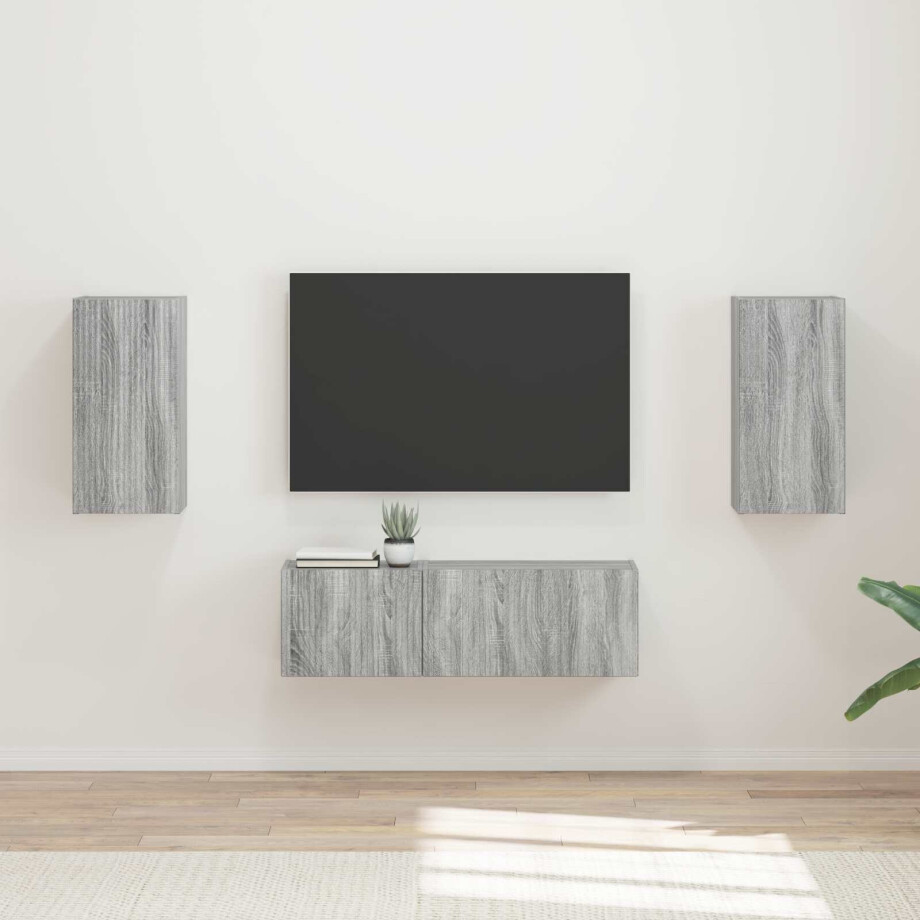 vidaXL TV Wandkast Set Wandgemonteerd 4 pcs Grijs Sonoma Bewerkt hout vidaXL TV Wandkast Set Wandgemonteerd 4 pcs Grijs Sonoma Bewerkt hout afbeelding 1