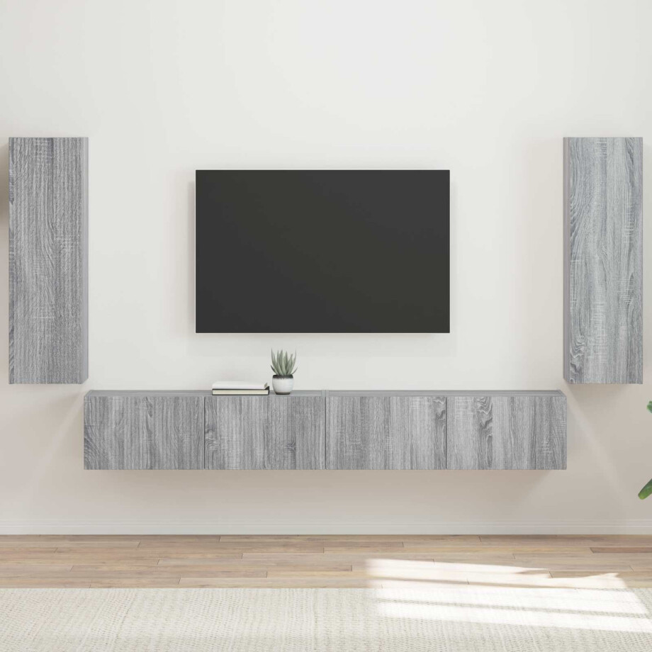 vidaXL TV Wandkast Set Wandgemonteerd 4 pcs Grijs Sonoma Bewerkt hout vidaXL TV Wandkast Set Wandgemonteerd 4 pcs Grijs Sonoma Bewerkt hout afbeelding 1