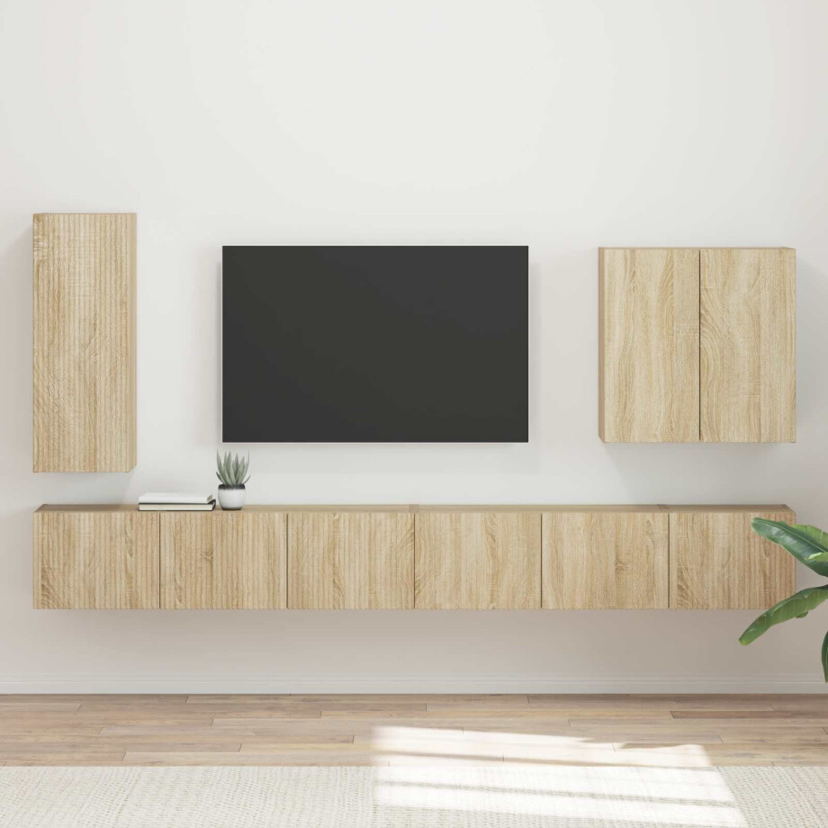 vidaXL TV Wandkast Set Wandgemonteerd 6 pcs Sonoma Eiken afbeelding 1