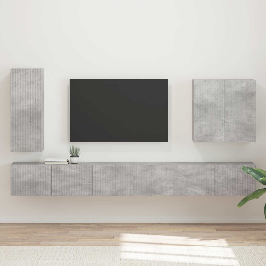 vidaXL TV Wandkast Set Wandgemonteerd 6 pcs Beton Grijs vidaXL TV Wandkast Set Wandgemonteerd 6 pcs Beton Grijs afbeelding 1