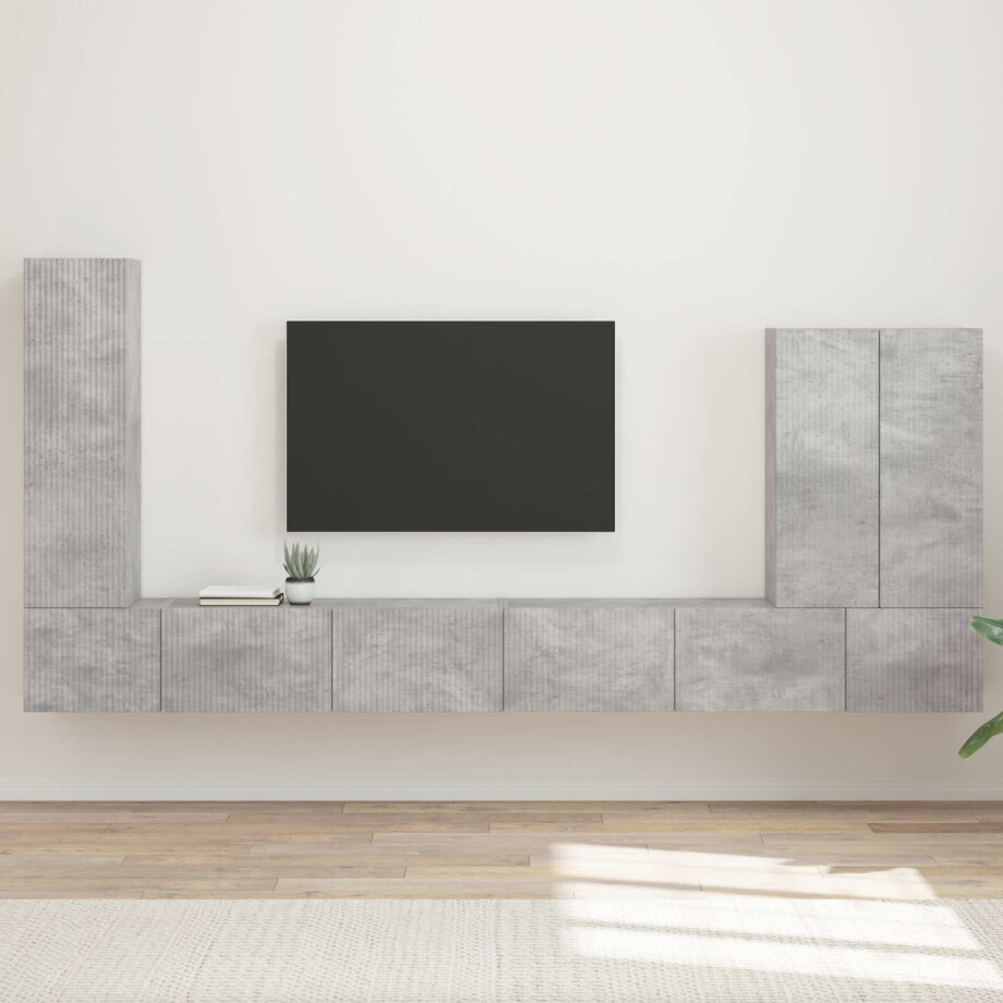 vidaXL TV Wandkast Set Wandgemonteerd 6 pcs Beton Grijs vidaXL TV Wandkast Set Wandgemonteerd 6 pcs Beton Grijs afbeelding 1