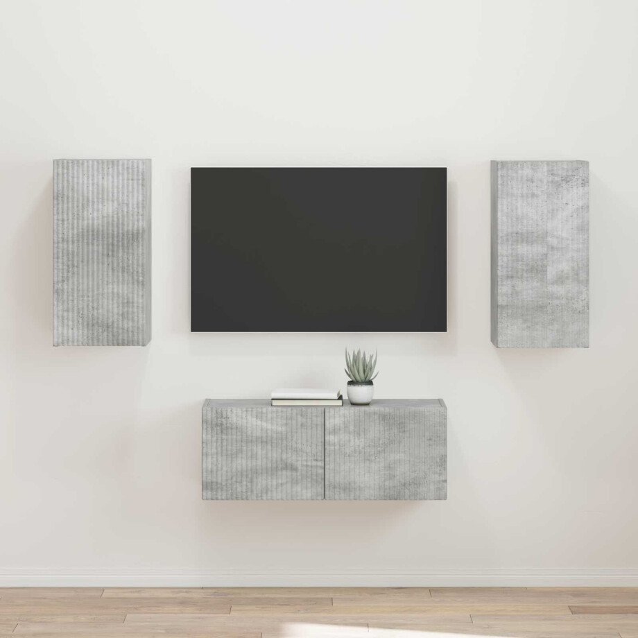 vidaXL Tv-meubelset Wandgemonteerd 2 pcs Beton Grijs Bewerkt hout vidaXL Tv-meubelset Wandgemonteerd 2 pcs Beton Grijs Bewerkt hout afbeelding 1