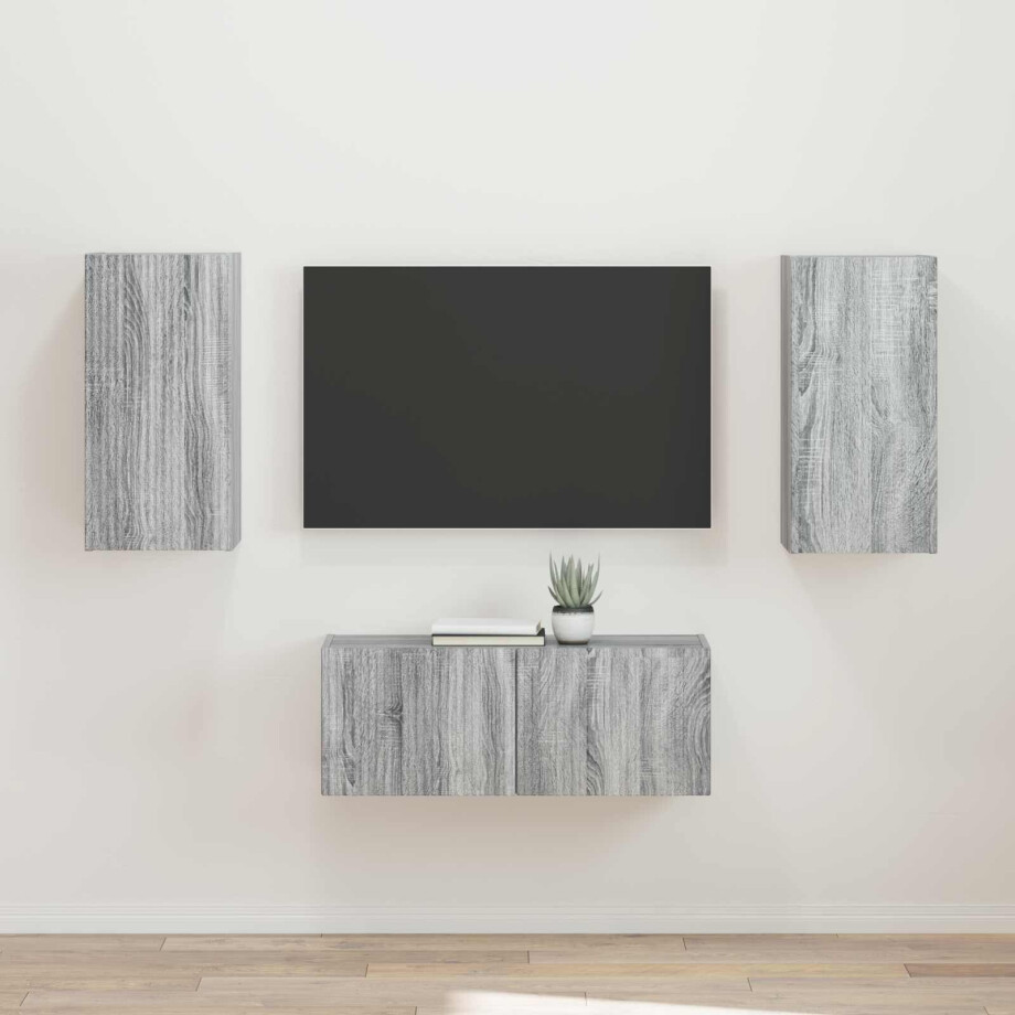 vidaXL Tv-meubelset Wandgemonteerd 2 pcs Grijs Sonoma Bewerkt hout afbeelding 1