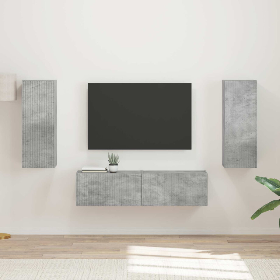 vidaXL Tv-meubelset Wandgemonteerd 2 pcs Beton Grijs Bewerkt hout vidaXL Tv-meubelset Wandgemonteerd 2 pcs Beton Grijs Bewerkt hout afbeelding 1