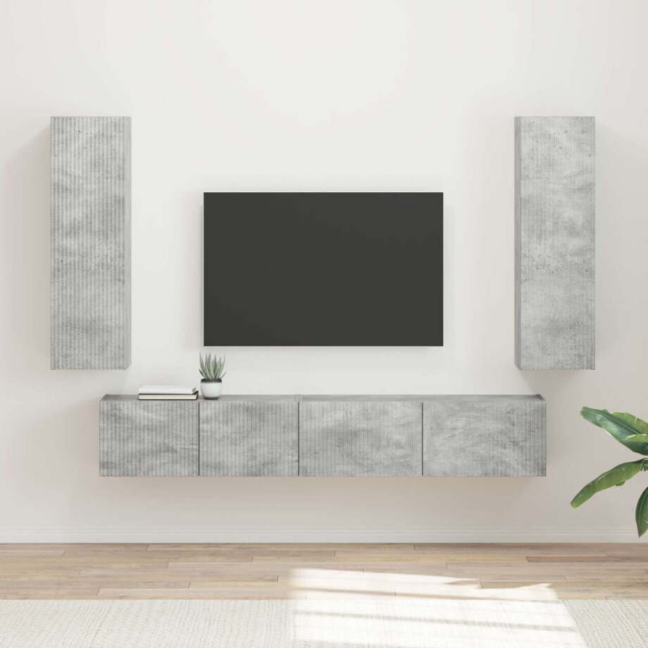 vidaXL Tv-meubelset Wandgemonteerd 3 pcs Beton Grijs Bewerkt hout vidaXL Tv-meubelset Wandgemonteerd 3 pcs Beton Grijs Bewerkt hout afbeelding 1