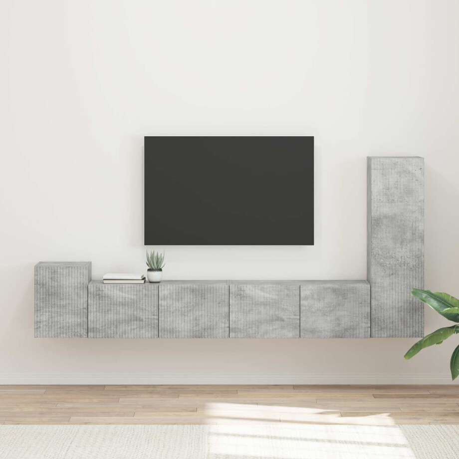 vidaXL Tv-meubelset Wandgemonteerd 3 pcs Beton Grijs Bewerkt hout vidaXL Tv-meubelset Wandgemonteerd 3 pcs Beton Grijs Bewerkt hout afbeelding 1