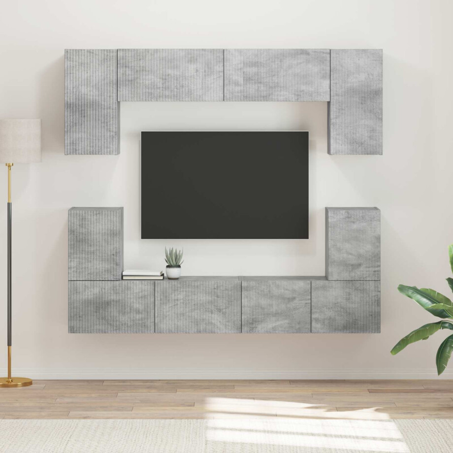 vidaXL Tv-meubelset Wandgemonteerd 5 pcs Beton Grijs Bewerkt hout vidaXL Tv-meubelset Wandgemonteerd 5 pcs Beton Grijs Bewerkt hout afbeelding 1