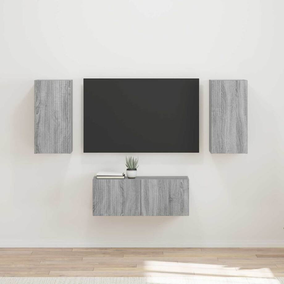 vidaXL Tv-meubelset Wandgemonteerd 6 pcs Grijs Sonoma Bewerkt hout afbeelding 1