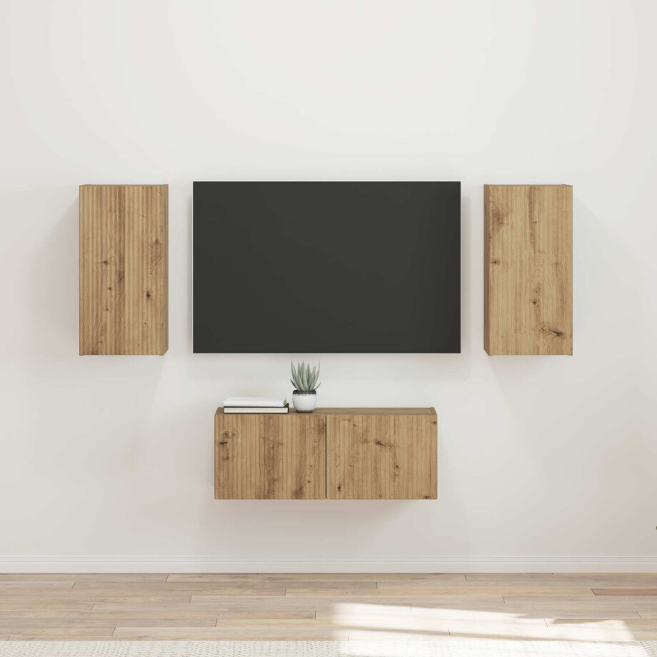 vidaXL Tv-meubelset Wandgemonteerd 6 pcs Artisan Eiken Bewerkt hout afbeelding 1