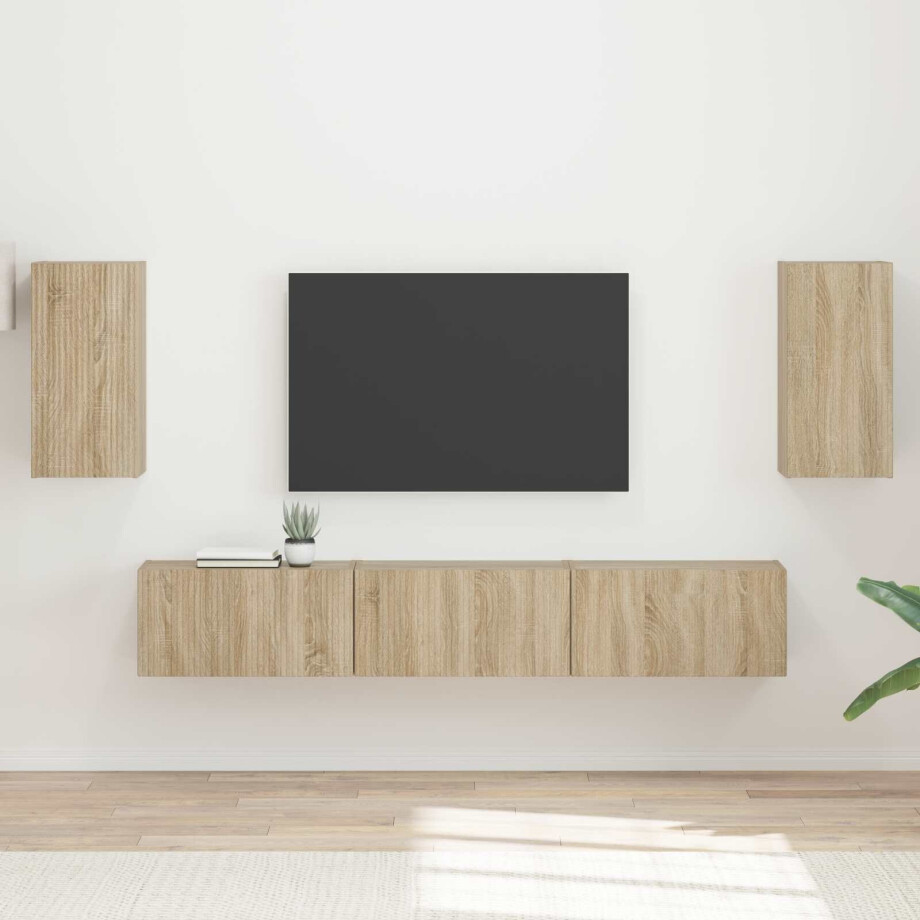 vidaXL Tv-meubelset Wandgemonteerd 5 pcs Sonoma Eiken Bewerkt hout vidaXL Tv-meubelset Wandgemonteerd 5 pcs Sonoma Eiken Bewerkt hout afbeelding 1