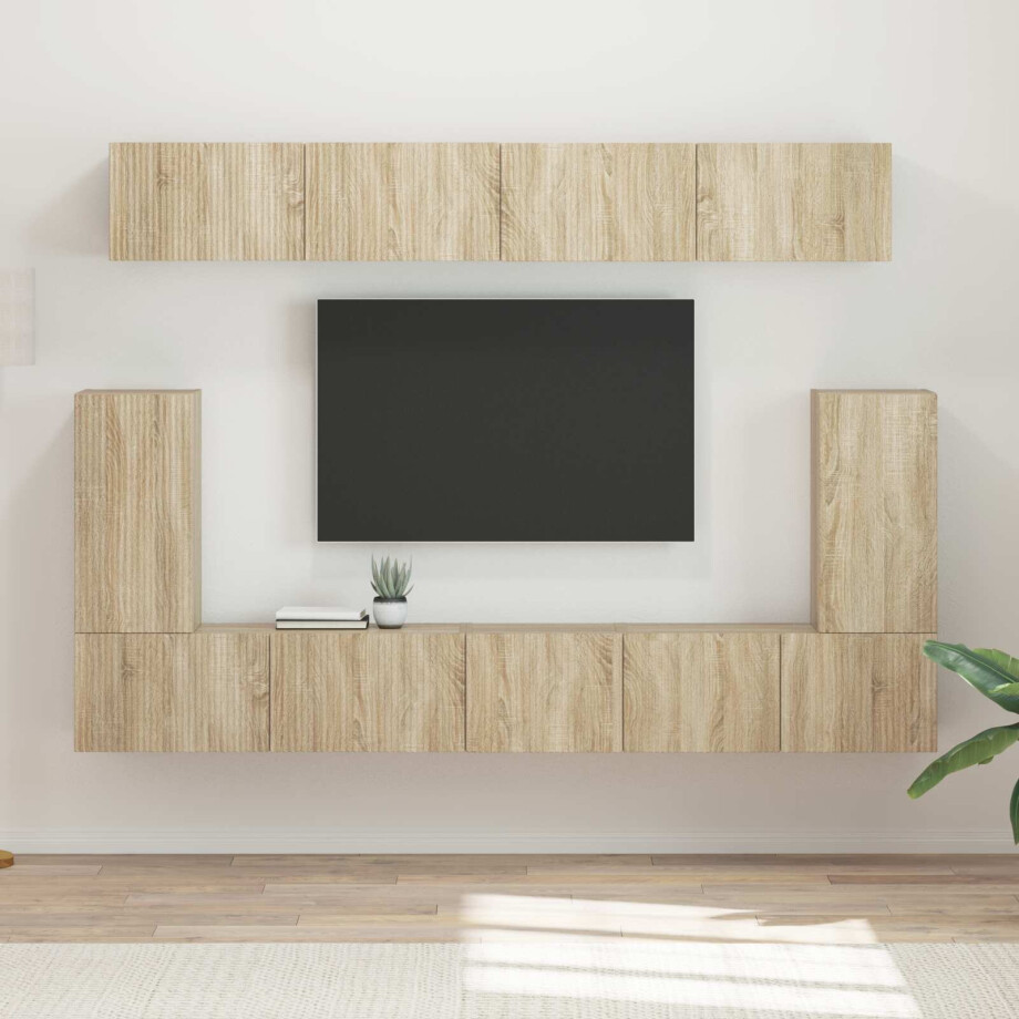 vidaXL Tv-meubelset Wandgemonteerd 5 pcs Sonoma Eiken Bewerkt hout vidaXL Tv-meubelset Wandgemonteerd 5 pcs Sonoma Eiken Bewerkt hout afbeelding 1