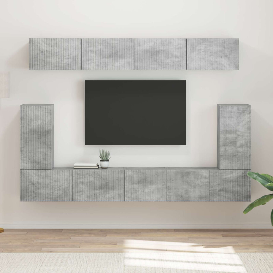 vidaXL Tv-meubelset Wandgemonteerd 5 pcs Beton Grijs Bewerkt hout vidaXL Tv-meubelset Wandgemonteerd 5 pcs Beton Grijs Bewerkt hout afbeelding 1